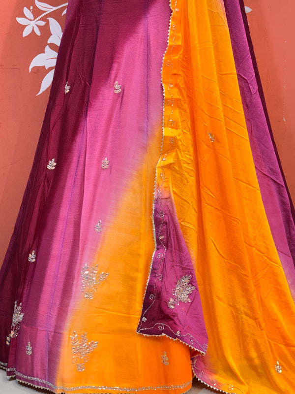 Chinon Shibori Handwork Lehenga
