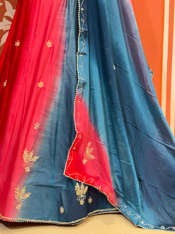 Chinon Shibori Handwork Lehenga
