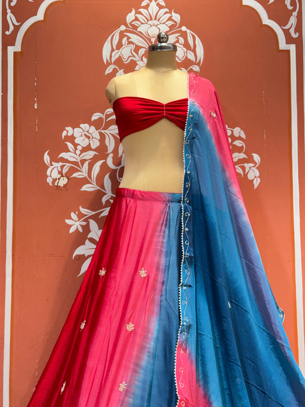 Chinon Shibori Handwork Lehenga