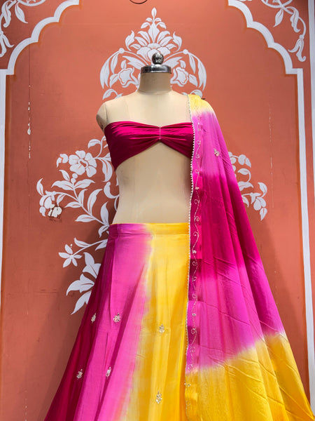 Chinon Shibori Handwork Lehenga