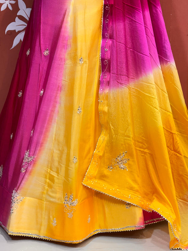 Chinon Shibori Handwork Lehenga