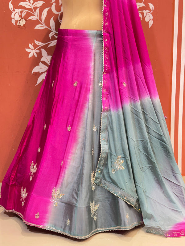 Chinon Shibori Handwork Lehenga