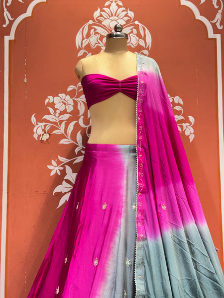 Chinon Shibori Handwork Lehenga