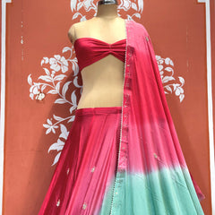 Chinon Shibori Handwork Lehenga