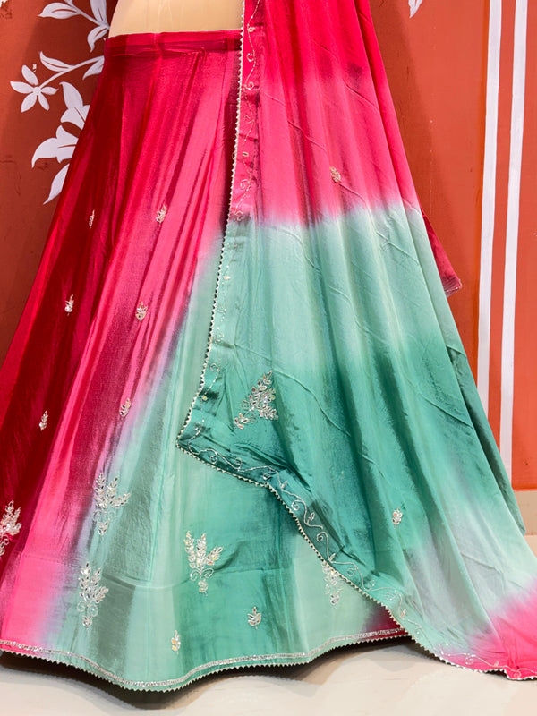 Chinon Shibori Handwork Lehenga