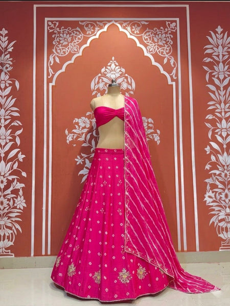 Chinon Leheriya Bandhej Lehenga