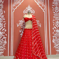 Chinon Leheriya Bandhej Lehenga