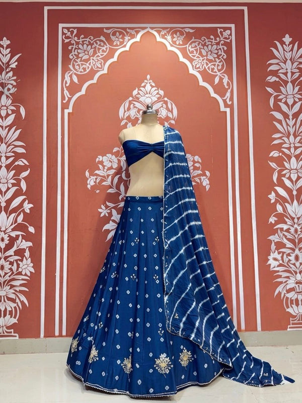 Chinon Leheriya Bandhej Lehenga