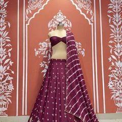 Chinon Leheriya Bandhej Lehenga
