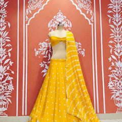 Chinon Leheriya Bandhej Lehenga