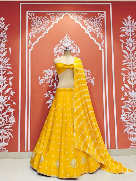 Chinon Leheriya Bandhej Lehenga