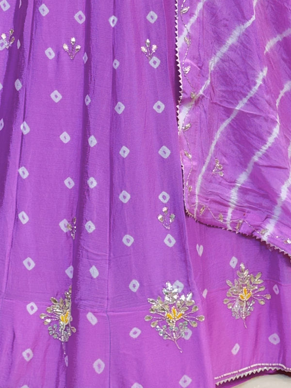 Chinon Leheriya Bandhej Lehenga