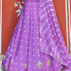 Chinon Leheriya Bandhej Lehenga