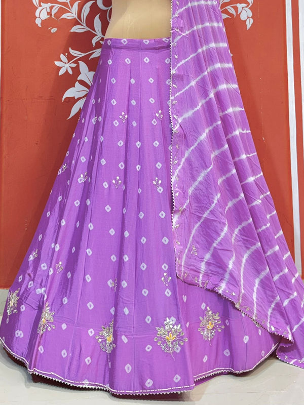 Chinon Leheriya Bandhej Lehenga