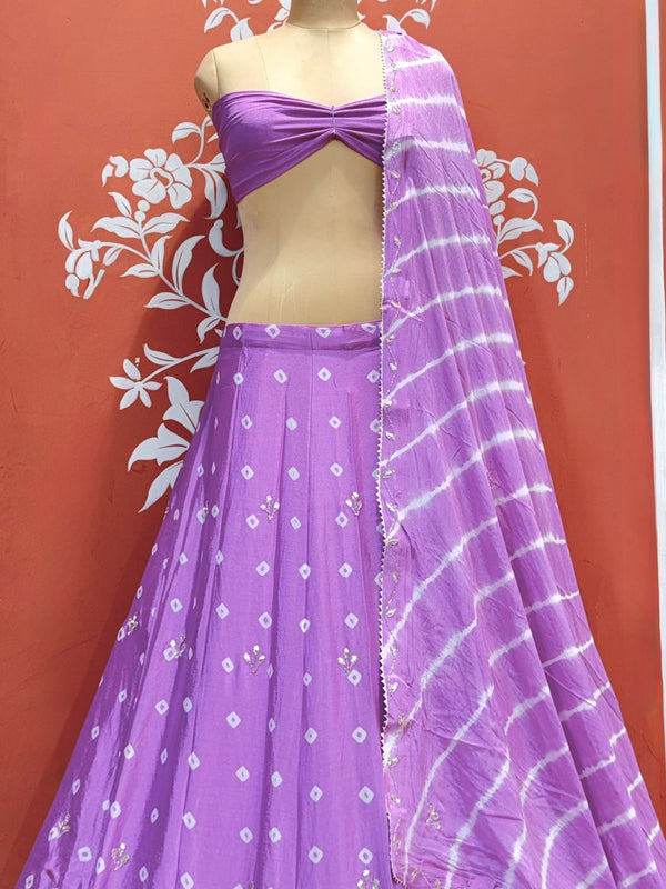 Chinon Leheriya Bandhej Lehenga