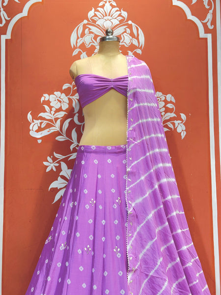Chinon Leheriya Bandhej Lehenga