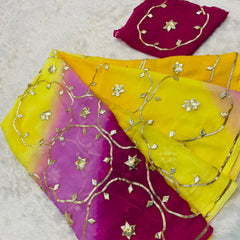 Half Pure Shiffon Designer Gotta Work Saree