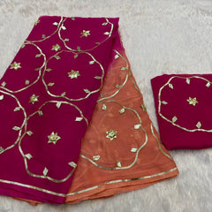 Half Pure Shiffon Designer Gotta Work Saree