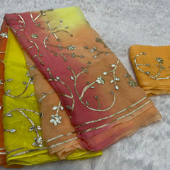 Half Pure Shiffon Designer Gotta Work Saree