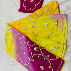 Half Pure Shiffon Designer Gotta Work Saree