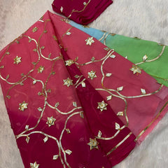 Half Pure Shiffon Designer Gotta Work Saree