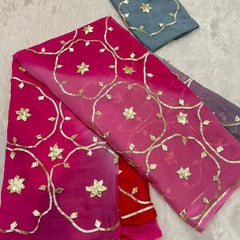 Half Pure Shiffon Designer Gotta Work Saree