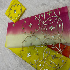 Half Pure Shiffon Designer Gotta Work Saree