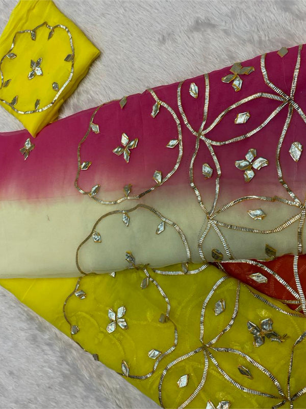 Half Pure Shiffon Designer Gotta Work Saree