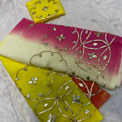 Half Pure Shiffon Designer Gotta Work Saree