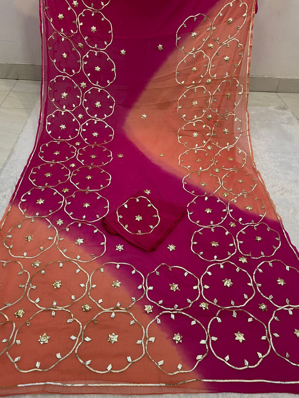 Half Pure Shiffon Designer Gotta Work Saree