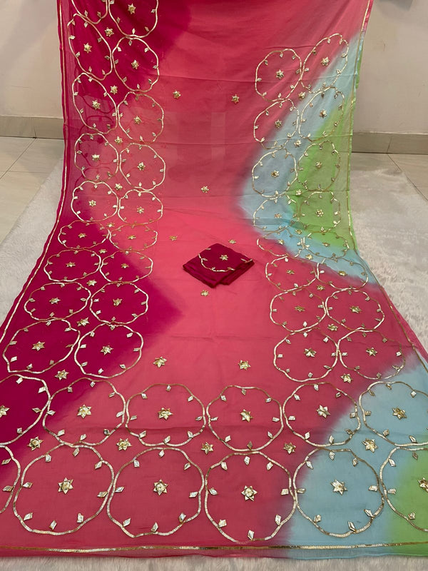 Half Pure Shiffon Designer Gotta Work Saree