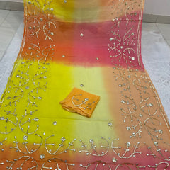 Half Pure Shiffon Designer Gotta Work Saree
