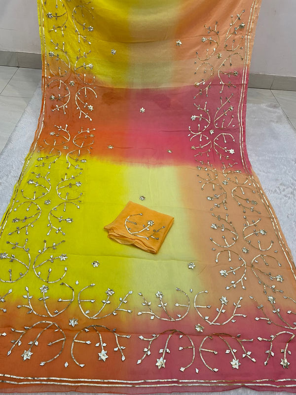 Half Pure Shiffon Designer Gotta Work Saree