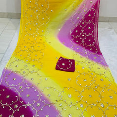 Half Pure Shiffon Designer Gotta Work Saree