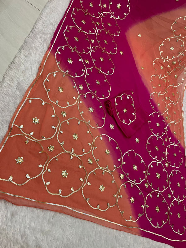 Half Pure Shiffon Designer Gotta Work Saree