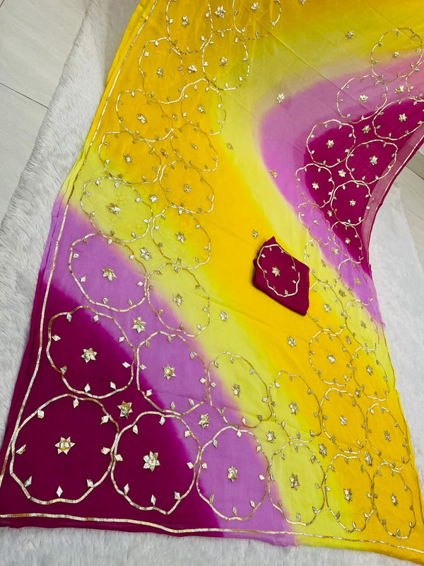 Half Pure Shiffon Designer Gotta Work Saree