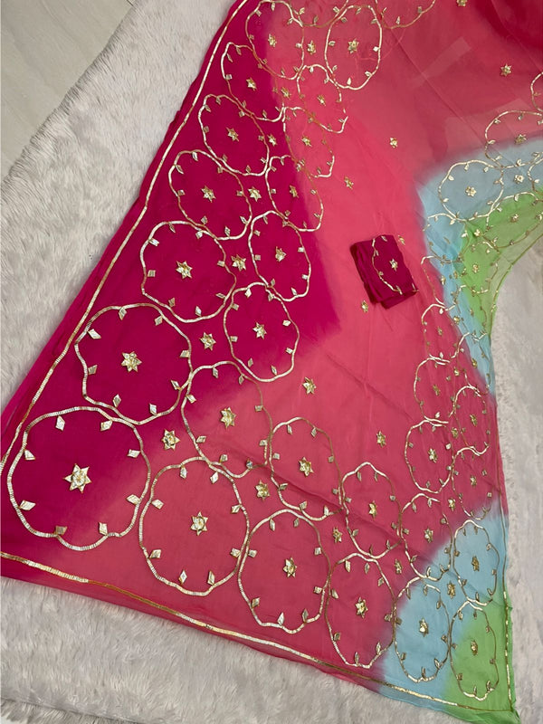 Half Pure Shiffon Designer Gotta Work Saree