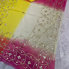 Half Pure Shiffon Designer Gotta Work Saree