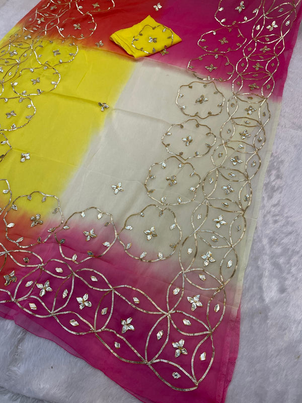 Half Pure Shiffon Designer Gotta Work Saree