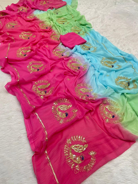 Half Pure Shiffon Zari Sequence