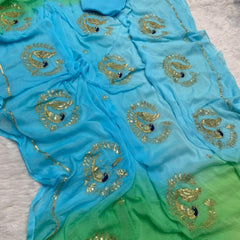 Half Pure Shiffon Zari Sequence