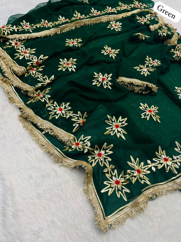 Royal Jorjet Multi Colour Gotta Work Saree