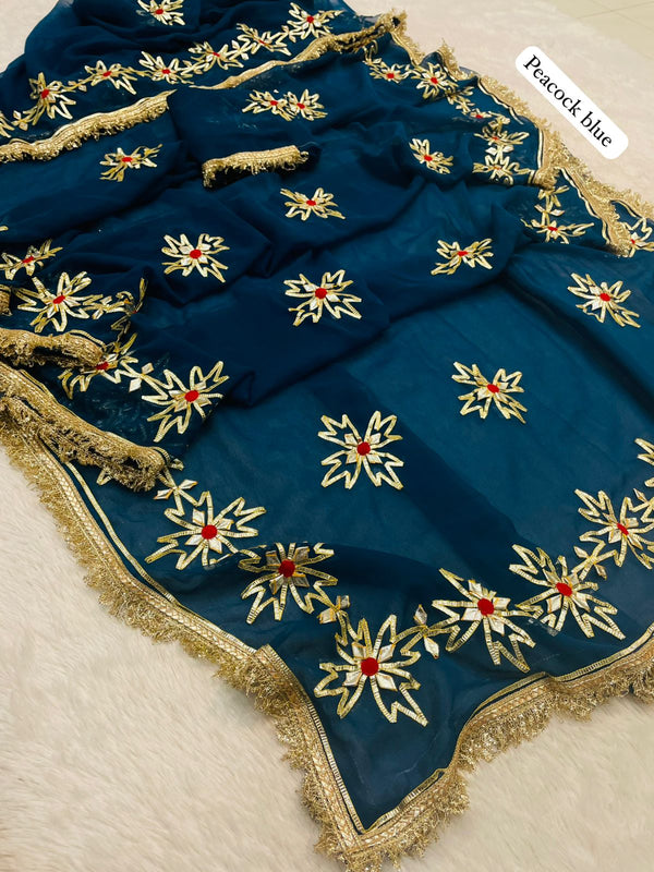 Royal Jorjet Multi Colour Gotta Work Saree