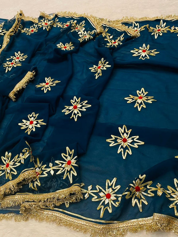 Royal Jorjet Multi Colour Gotta Work Saree
