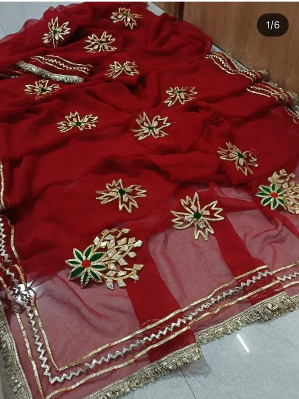 Traditional Rajasthani Gotta Work Saree