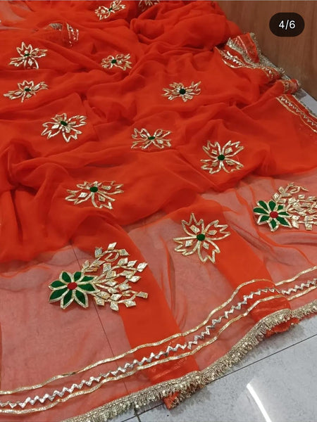 Traditional Rajasthani Gotta Work Saree