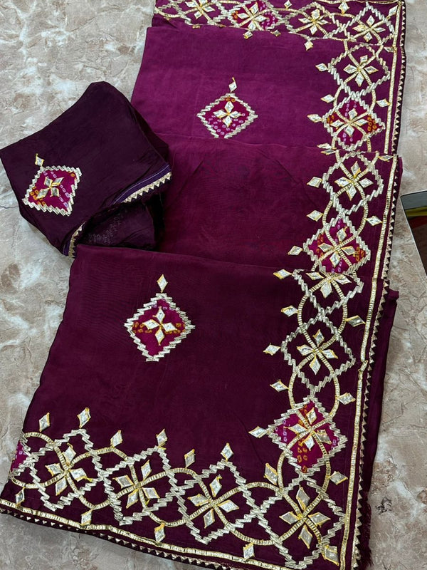 Pure Upada Silk Gota Patti Saree