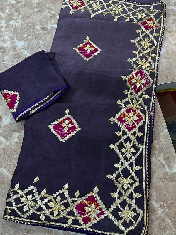 Pure Upada Silk Gota Patti Saree