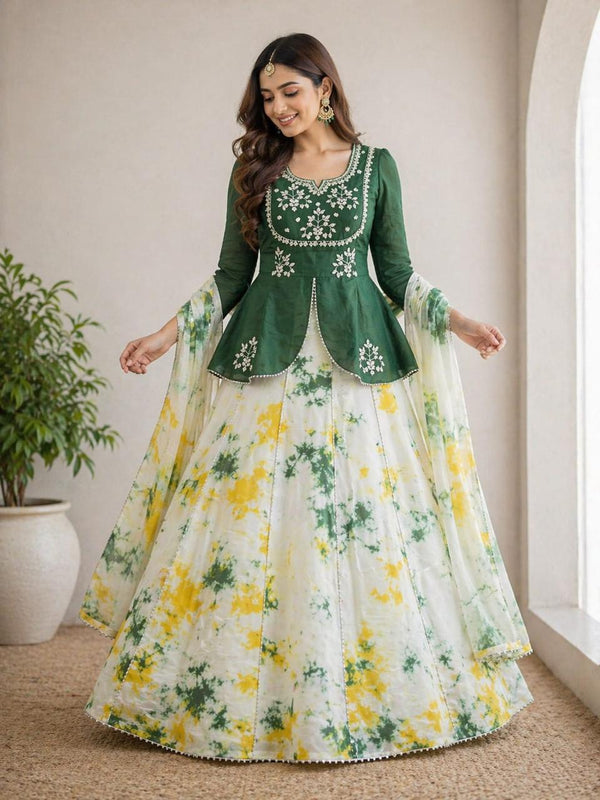 Shibori Indo Western  LEHNGA