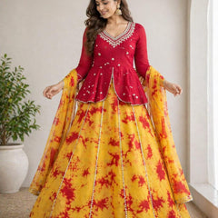 Shibori Indo Western  LEHNGA